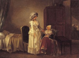 La Visite a la convalescente by Jean-Baptiste Mallet Oil Painting