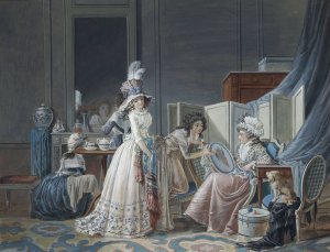 L'Amour au petit point by Jean-Baptiste Mallet Oil Painting