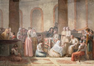 The Distribution of Rosaries by Jean-Baptiste Mallet Oil Painting