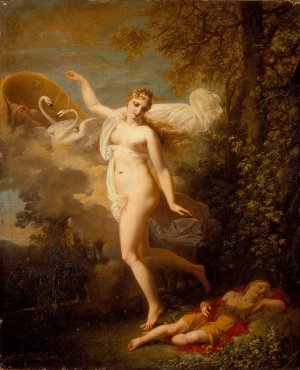 Venus and a Sleeping Cupid by Jean-Baptiste Mallet Oil Painting