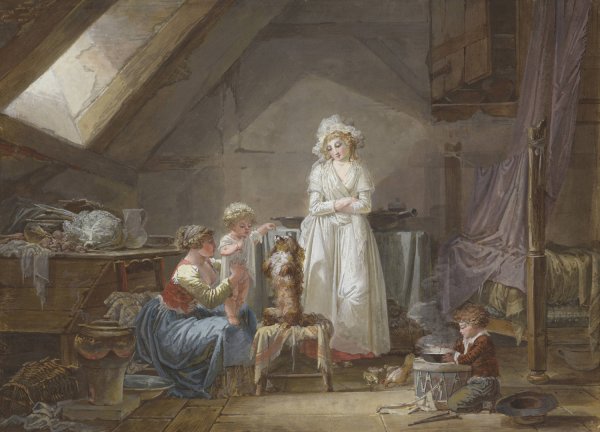 Young French Marquise In Exile In Lausanne  by Jean-Baptiste Mallet - Hand-Painted Oil Painting Reproduction