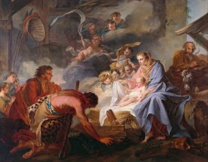 The Adoration of the Shepherds by Jean Baptiste Marie Pierre Oil Painting