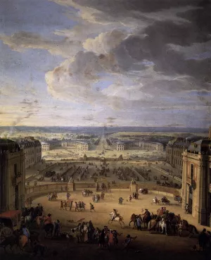 The Stables Viewed from the Chateau at Versailles by Jean-Baptiste Martin Oil Painting