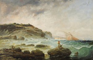 Rough sea around Marseille by Jean-Baptiste Olive Oil Painting