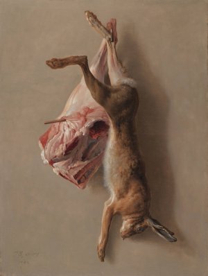 A Hare and a Leg of Lamb by Jean-Baptiste Oudry Oil Painting