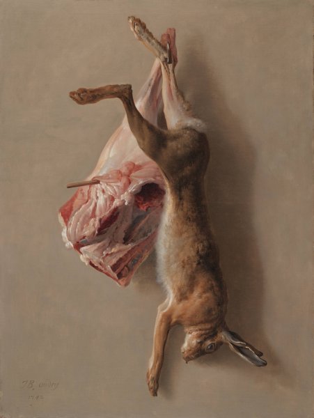 A Hare and a Leg of Lamb  by Jean-Baptiste Oudry - Hand-Painted Oil Painting Reproduction