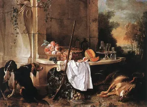 Dead Wolf by Jean-Baptiste Oudry Oil Painting