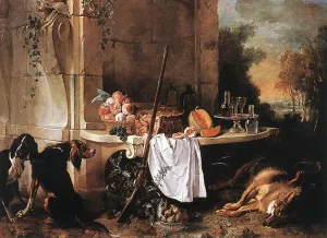 Dead Wolf Oil painting by Jean-Baptiste Oudry