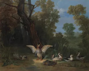 Ducks Resting in Sunshine by Jean-Baptiste Oudry Oil Painting