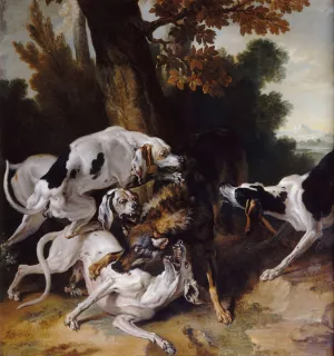 L'hallali du loup by Jean-Baptiste Oudry Oil Painting