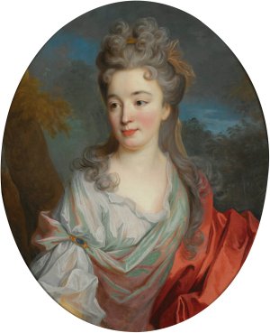 Portrait Of A Lady, Half Length, With A White Shirt And Red Sash, A Landscape Beyond by Jean-Baptiste Oudry Oil Painting