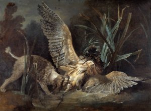 Spaniel Seizing a Bittern by Jean-Baptiste Oudry Oil Painting