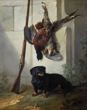 The Dachshound Pehr with Dead Game and Rifle by Jean-Baptiste Oudry Oil Painting
