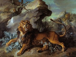 The Lion and the Fly by Jean-Baptiste Oudry Oil Painting