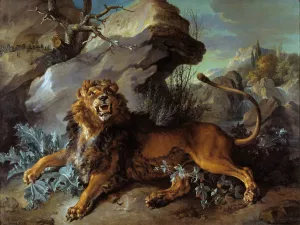 The Lion and the Fly by Jean-Baptiste Oudry Oil Painting