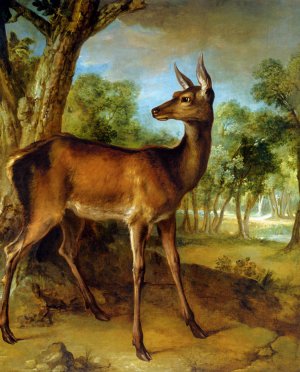 The Watchful Doe by Jean-Baptiste Oudry Oil Painting