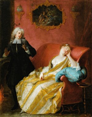 A Sleeping Young Woman by Jean Baptiste Pater Oil Painting