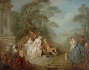 Assemblee dans un parc Oil painting by Jean-Baptiste Pater