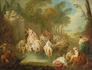 Bathing Party in a Park by Jean-Baptiste Pater Oil Painting