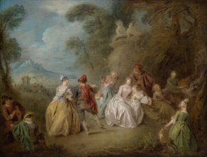Courtly Scene in a Park by Jean-Baptiste Pater Oil Painting