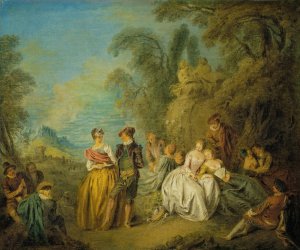 Fete galante with a Dancing Couple by Jean-Baptiste Pater Oil Painting