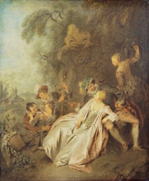 Fete galante with Six Figures near a Fountain Oil painting by Jean-Baptiste Pater