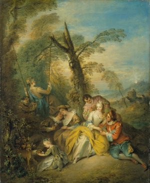 La conversation interessante by Jean-Baptiste Pater Oil Painting