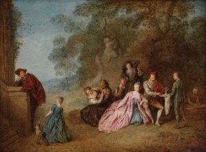 L'amour Et Le Badinage by Jean-Baptiste Pater Oil Painting