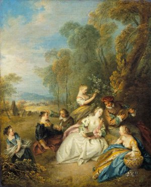 Le concert amoureux by Jean-Baptiste Pater Oil Painting