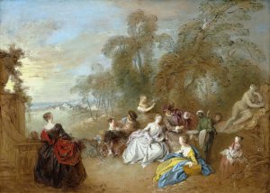 On the Terrace by Jean-Baptiste Pater Oil Painting