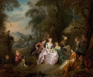 Repose in a Park by Jean-Baptiste Pater Oil Painting