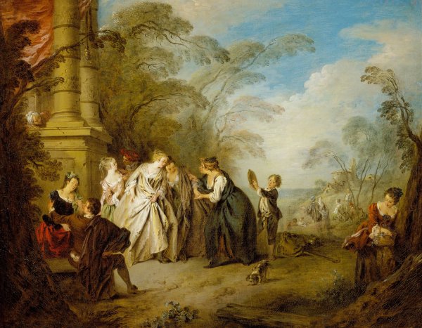 The Fortune Teller  by Jean-Baptiste Pater - Hand-Painted Oil Painting Reproduction