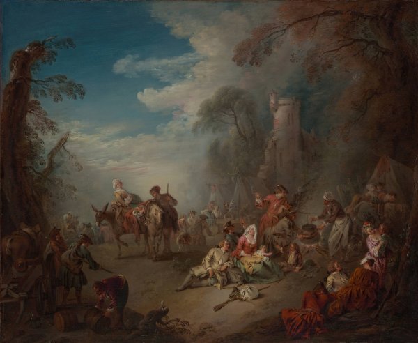 Troops at Rest  by Jean-Baptiste Pater - Hand-Painted Oil Painting Reproduction