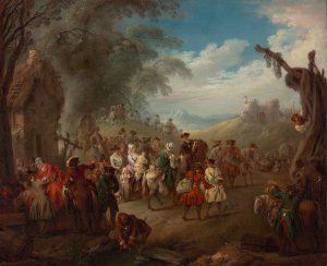 Troops on the March by Jean-Baptiste Pater Oil Painting