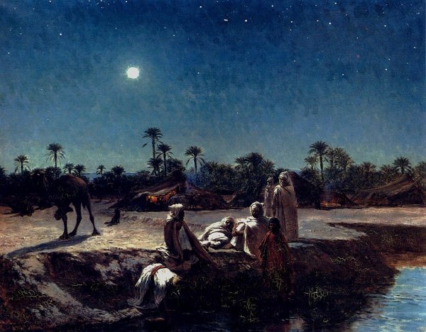 Main Product Photo of An Arab Encampment By Moonlight Painting by Jean Baptiste Paul Lazerges
