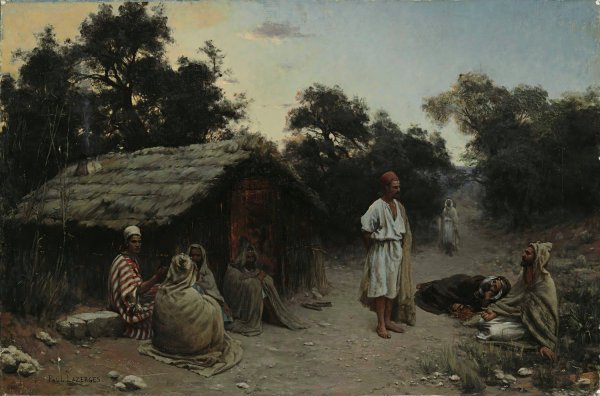 An Arab Encampment by Jean Baptiste Paul Lazerges - Hand-Painted Oil Painting Reproduction