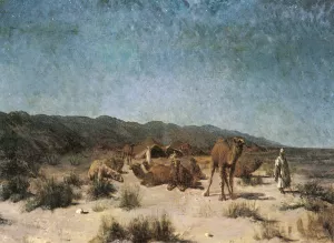 Arab Encampment Under a Starry Sky by Jean Baptiste Paul Lazerges - Oil Painting Reproduction