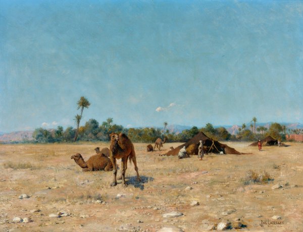Bedouin Camp, Biskra  by Jean Baptiste Paul Lazerges - Hand-Painted Oil Painting Reproduction