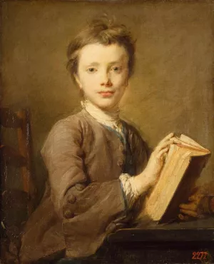 Portrait of a Boy with a Book by Jean-Baptiste Perronneau - Oil Painting Reproduction