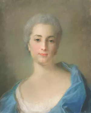 Portrait Of A Young Lady, Possibly Mme D 'anglure by Jean-Baptiste Perronneau Oil Painting