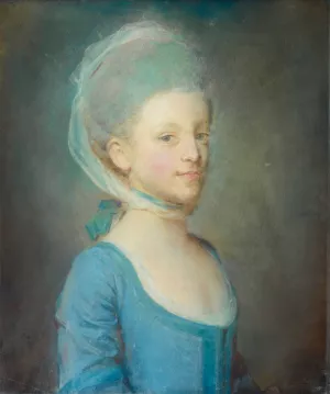 Portrait Of A Young Woman Wearing A Kerchief Of Striped Gaze by Jean-Baptiste Perronneau Oil Painting