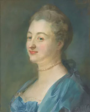 Portrait Of Mme Le Moyne, Nee Marie Jeanne Doru, Aged 32 by Jean-Baptiste Perronneau Oil Painting