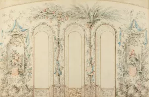 Chinoiserie Wall Design by Jean-Baptiste Pillement Oil Painting