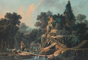 La Vielle Ferme by Jean-Baptiste Pillement Oil Painting