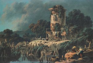 La Vielle Tour by Jean-Baptiste Pillement Oil Painting