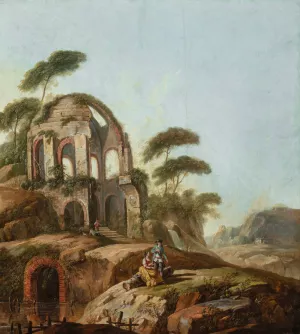 Landscape with the ruins of the Temple of Minerva Medica in Rome by Jean-Baptiste Pillement Oil Painting