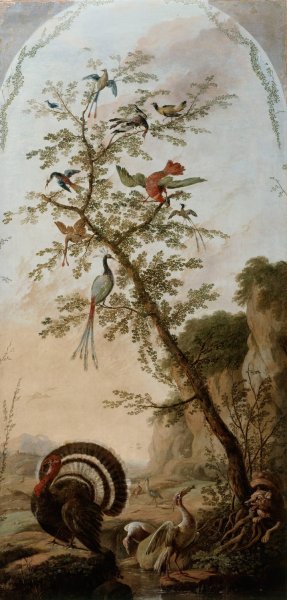 Panneau decoratif a sujets d'animaux by Jean-Baptiste Pillement Oil Painting