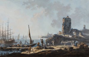 Port Scene in Calm Weather by Jean-Baptiste Pillement Oil Painting