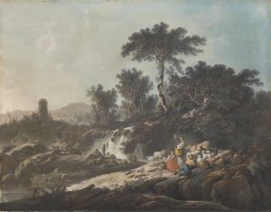 Shepherds Resting by a Stream by Jean-Baptiste Pillement Oil Painting