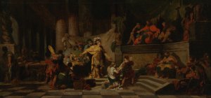 Aeneas Offering Presents to King Latinus and Asking Him for the Hand of His Daughter by Jean-Baptiste Regnault Oil Painting